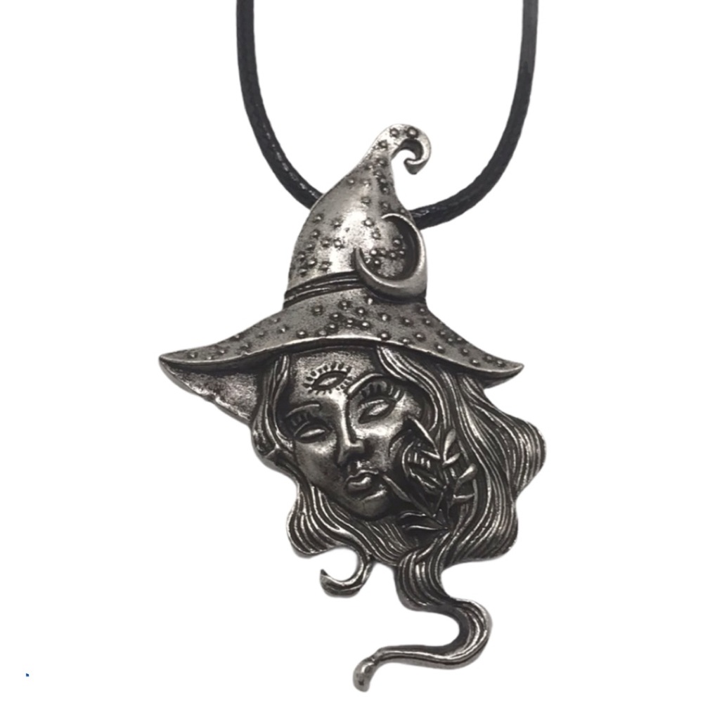Witch with third eye pendant necklace new Wicca